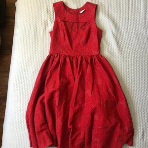 Tracy Reese Peek-a-Boo Brocade Frock Red Size 2 w/ Pockets